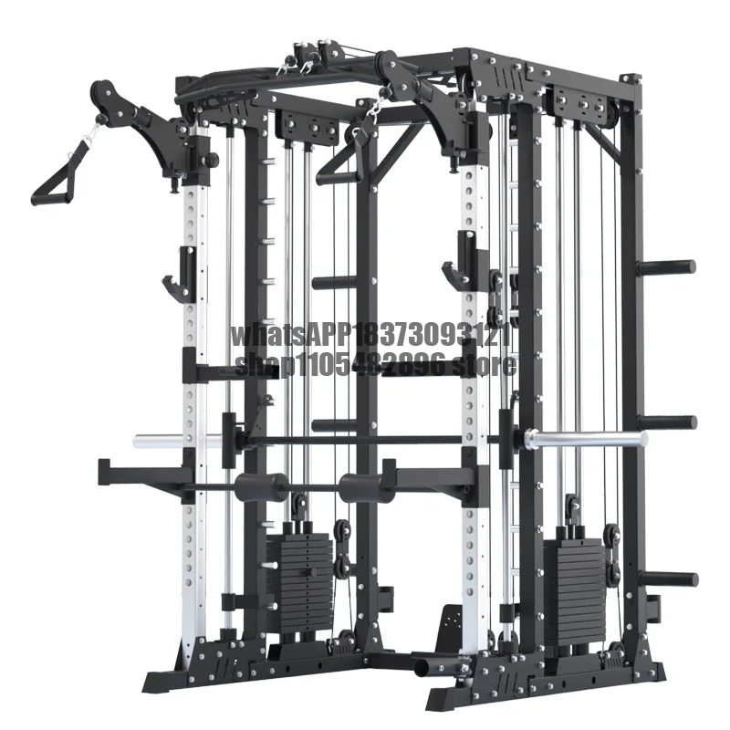 Home Gym Rack With Cables - Rak Squat Komersial Multi-Fungsi, Mesin Smith,
