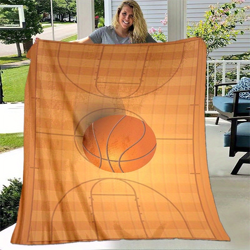 Home Gym And Basketball Court - Selimut flanel bertema olahraga lapangan basket,