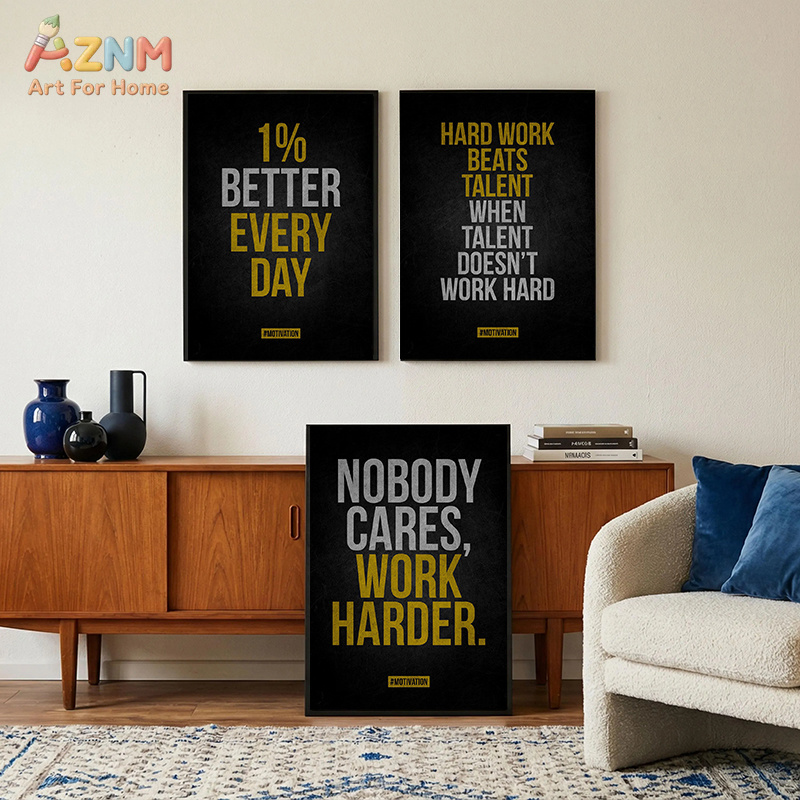 Home Gym Gold - AZNM Kanvas Seni Dinding dengan Kutipan