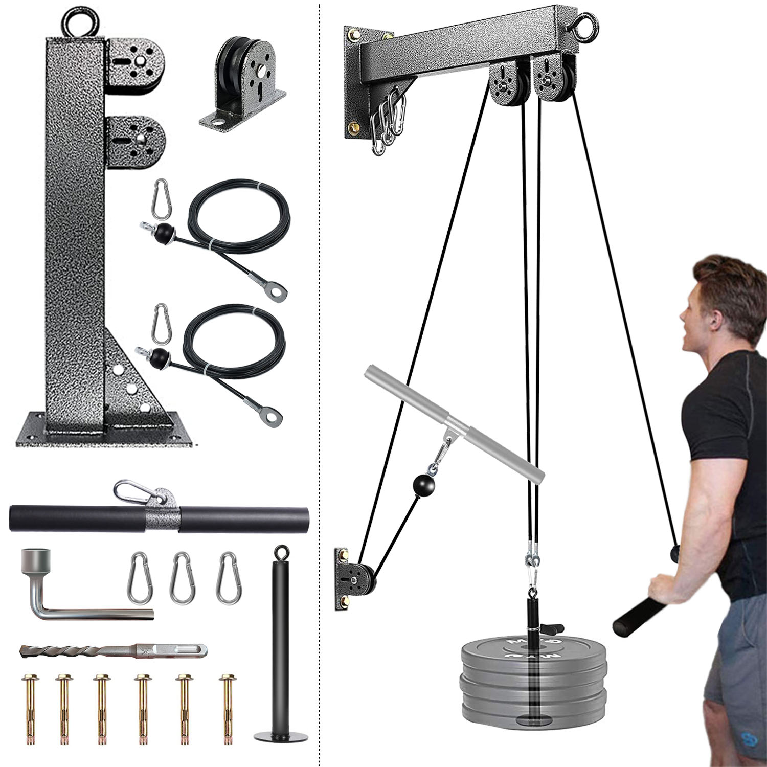 Sistem katrol terpasang di din - Home Gym Pulley System ulasan dan harga