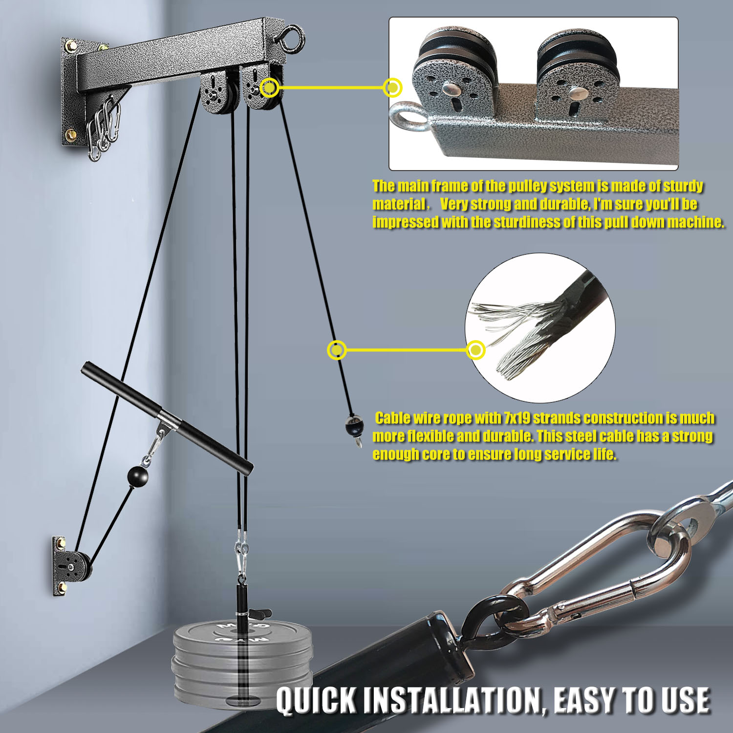 Sistem katrol terpasang di din - Home Gym Pulley System ulasan dan harga